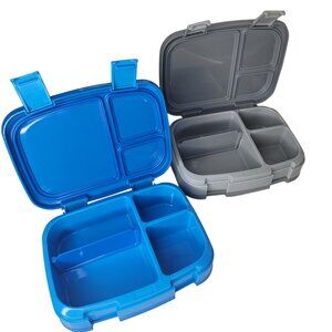 Bentgo Lunch Boxes Set of 2 - Leak-Proof BPA-Free Bento Box Containers Blue Gray